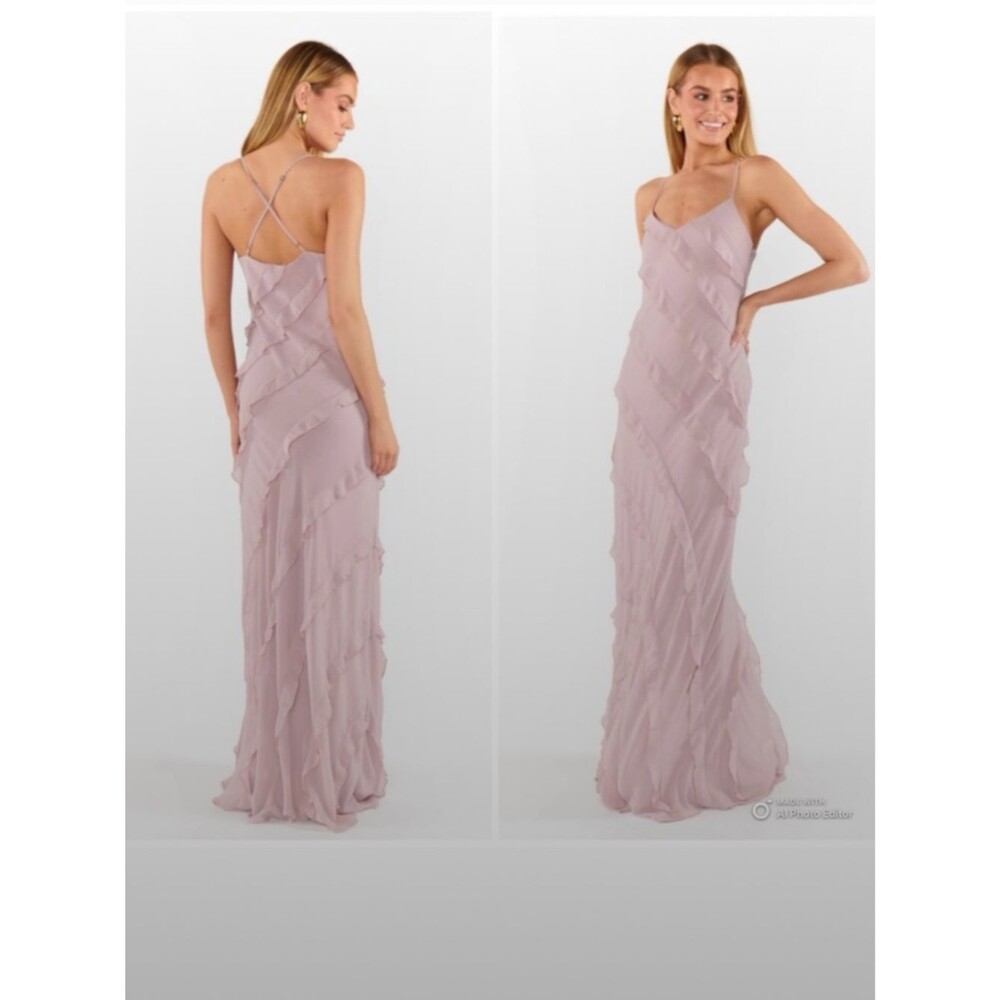 Show Me Your MuMu Blush Pink Ruffled Maxi Dress S